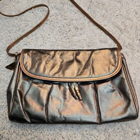 Vintage 90s Liz Claiborne Metallic Bronze Purse - Picture 1 of 9